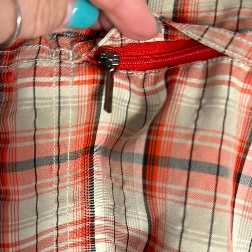 North Face Men’s Red Plaid Short‎ Sleeve Button Down Shirt size L Large